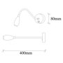 Opviq Reading - 3251 Lámpara de pared de metal negro con altura ajustable